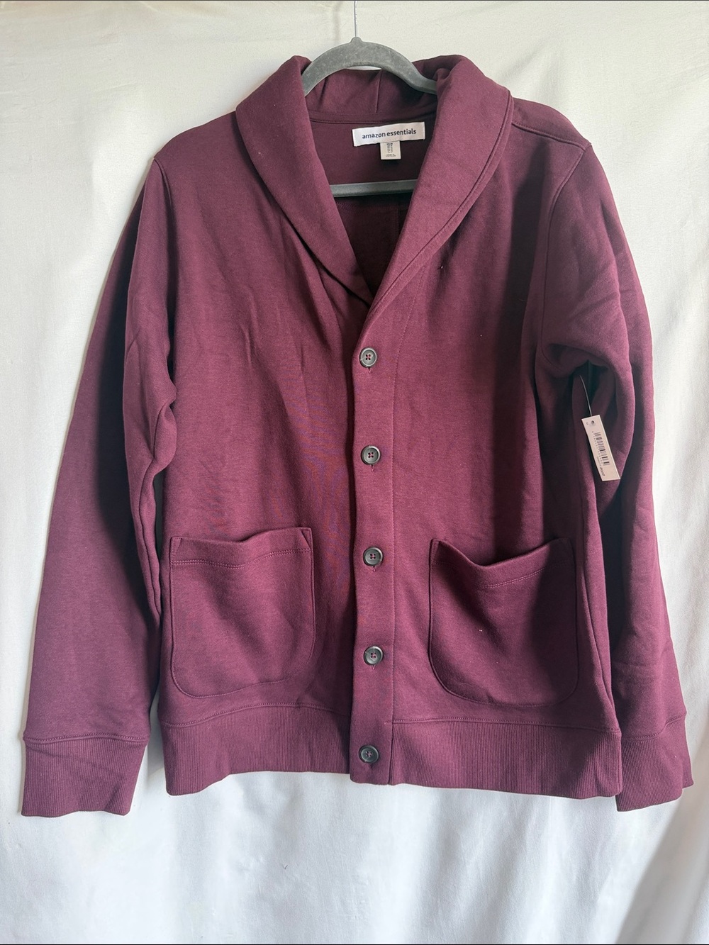 Amazon Essentials Maroon Shawl-Collar Button Cardigan